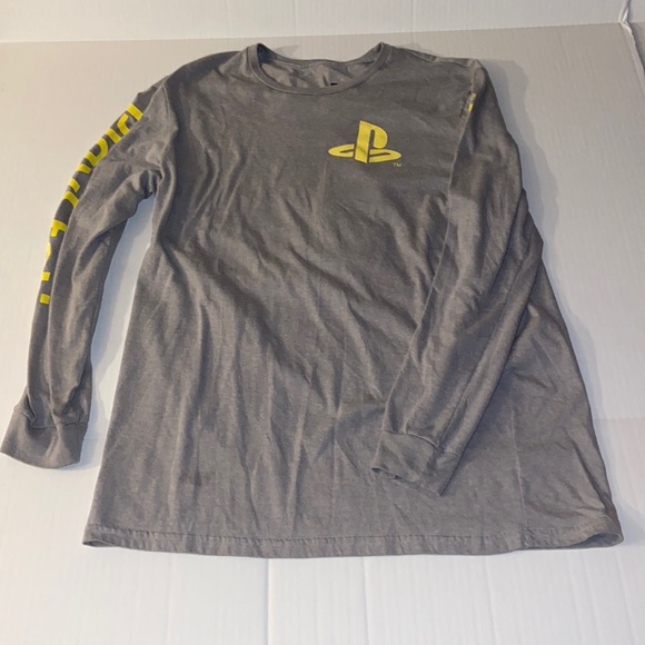 PlayStation Adult Large long Sleeve Gray And Yellow Tee Shirt - Picture 1 of 5